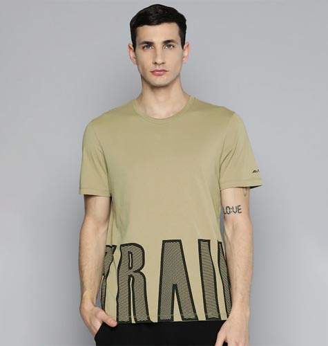 Men Typography Printed Dry Tech Slim Fit Sports T-shirt